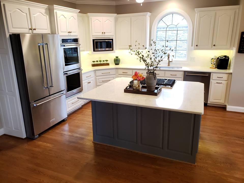 1 Wood Refinishing North Houston TX Refinishing Company Near Me   Kitchen Remodel Cabinets Contrast Countertops Island 